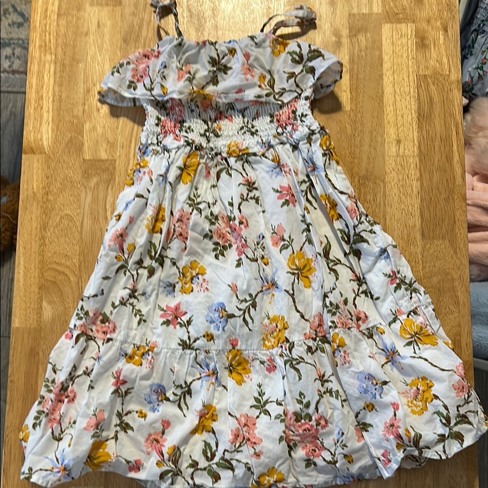Janie and Jack White and Yellow Ruffled Tiered Sundress with Spaghetti Straps